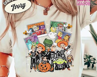 vintage Disneyland Pixar personnages Halloween Photos chemise, Buzz Woody Jessie Rex 1995 Tee Toy Story groupe Halloween chemise WDW voyage en famille