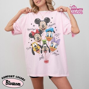 Retro Mickey and Friends Balloon Shirt, Mickey Minnie Donald Daisy Goofy Pluto, Disneyland Trip Family Outfit, Cute Disneyland Friends Tee image 2