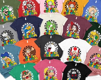 Custom Name Mario Family Shirt, Mario Gaming Shirt, Personalized Mario And Friends Gaming Matching Family Shirt, Custom Mario Shirt