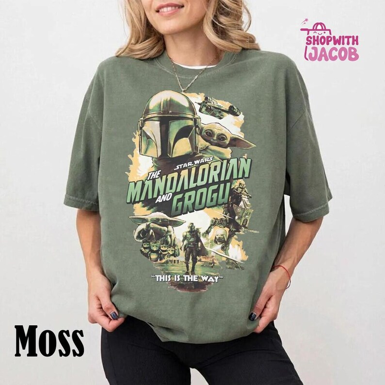 Vintage Starwars The Mandalorian And Grogu Shirt, Grogu Bounty Hunter Shirt, 90s Style Starwars Shirt, Baby Yoda Tee, Mandalorian Shirt image 3