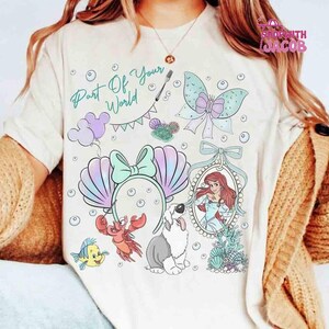 Coquette Bows Disneyland Ariel Princess Comfort Colors Shirt, The Little Mermaid Movie Tee, Mickey Balloon, Gift For Her, Girl Trip Outfits bild 1