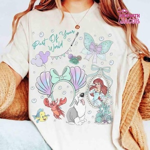 Coquette Bows Disneyland Ariel Princess Shirt, Comfort Colors The Little Mermaid Movie Tee, Mickey Balloon, Gift For Her, Girl Trip Outfits image 1
