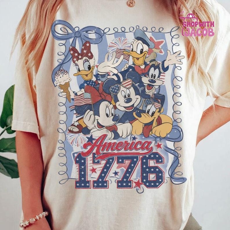 Retro Mickey and Friends America 1776 T-shirt, Disneyland 4th of July shirts, Independence Day Shirt, USA 250 Anniversary shirts Bild 2