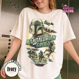 Vintage Starwars The Mandalorian And Grogu Shirt, Grogu Bounty Hunter Shirt, 90s Style Starwars Shirt, Baby Yoda Tee, Mandalorian Shirt image 2