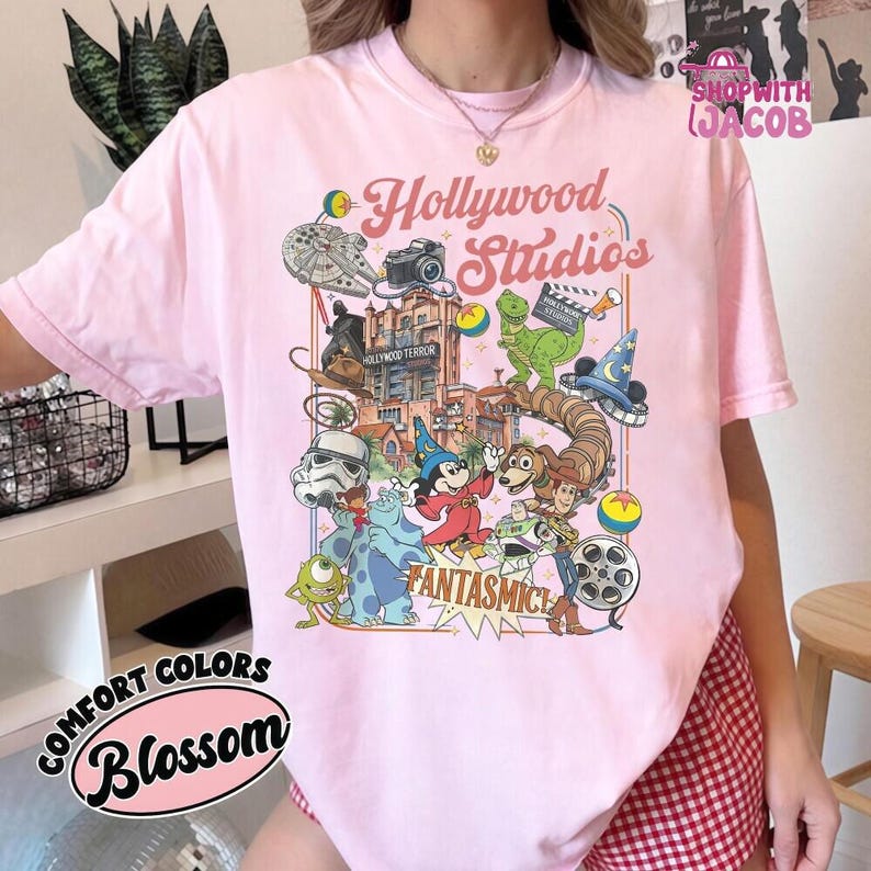 Comfort Colors Disneyland Hollywood Studios Shirt, Retro Mickey & Friends Hollywood Tower tee, Disneyland Toy Story Shirt,Starwars Shirt image 3