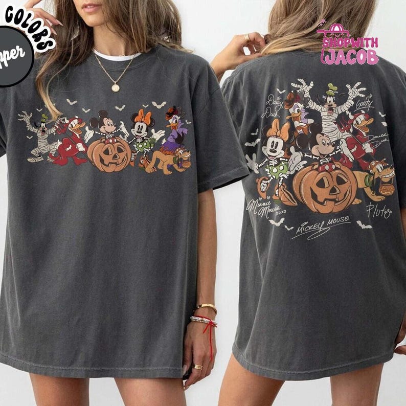 Comfort Colors Mickey and Friends Halloween Shirt, Disneyland Halloween Party Tee, Disneyland Fall Vibes Tee,Disneyland Family Trip Shirt image 2
