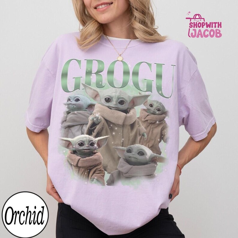 chemise vintage Disneyland StarWars Grogu, t-shirt Disneyland Baby Yoda, t-shirt graphique science-fiction rétro, chemise cadeau Mandalorian, t-shirt fan mignon image 4
