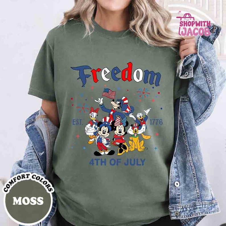 Freedom Disneyland America Fourth Of July T-Shirt, Mickey and Friends Group Shirt, Independence Day Tee, Walt Disneyworld T-shirt image 1
