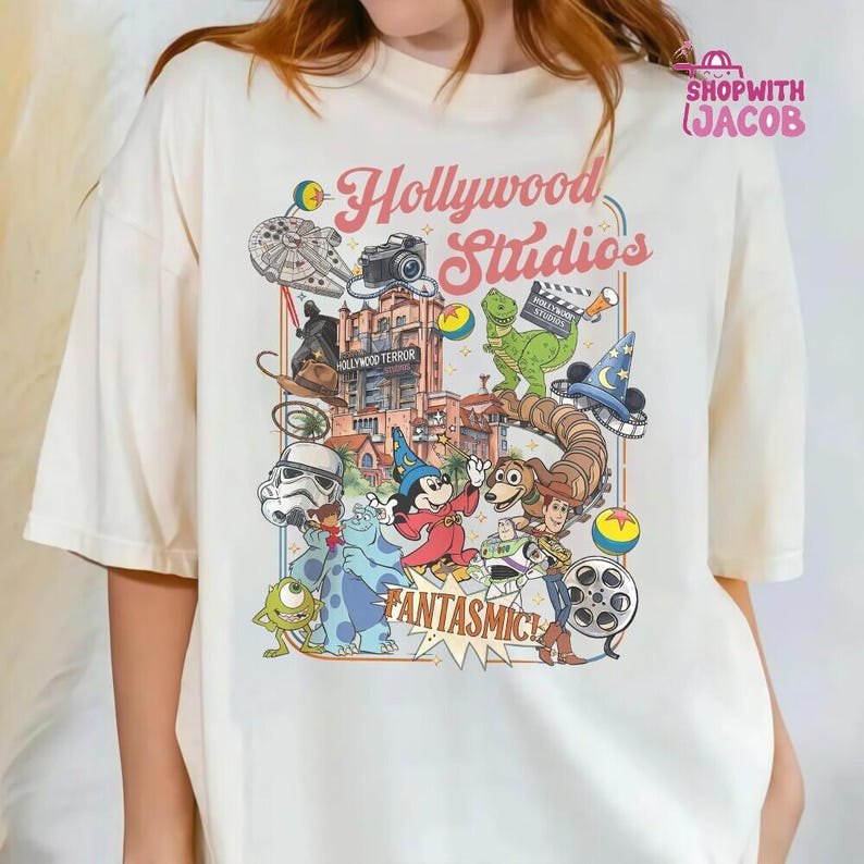 Comfort Colors Disneyland Hollywood Studios Shirt, Retro Mickey & Friends Hollywood Tower tee, Disneyland Toy Story Shirt,Starwars Shirt image 2