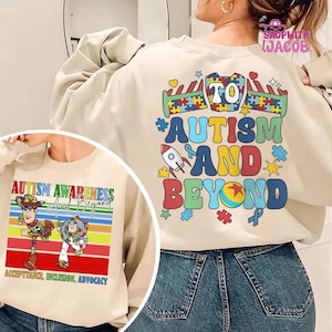 Toy Story Autism Shirt, Woody Buzz Lightyear Inclusion T-Shirts, Disneyland To Autism and Beyons Tees, Pixar SPED Teacher T-Shirt image 3