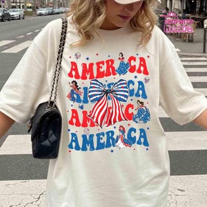 Coquette Bow Disneyland Princess Shirt, Independence Day Tee, Disneyland 4th July 2026, Walt Disneyworld T-shirt, Girl Tee 画像 2