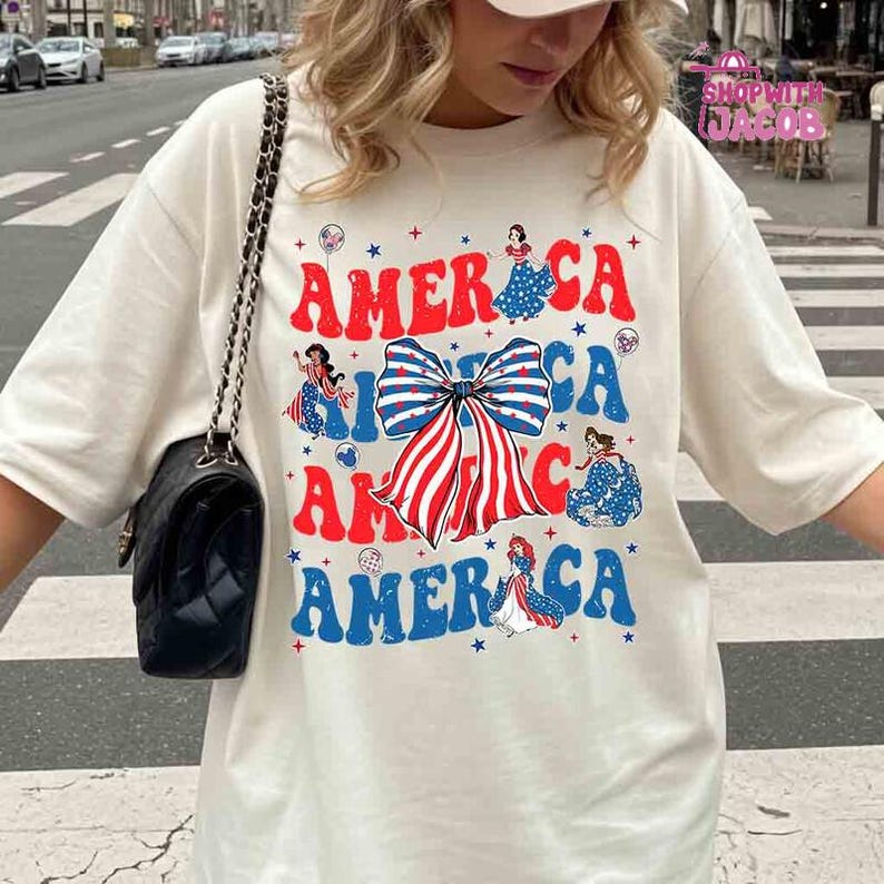Coquette Bow Disneyland Princess Shirt, Independence Day Tee, Disneyland 4th July 2026, Walt Disneyworld T-shirt, Girl Tee 画像 2