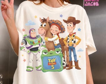 Retro Disneyland Toystory 5 Shirt, Woody Buzz Jessie Rex Bullseye & New Tablet LilyPad Disneyland Shirt, You've Got A Friend In Me Tee