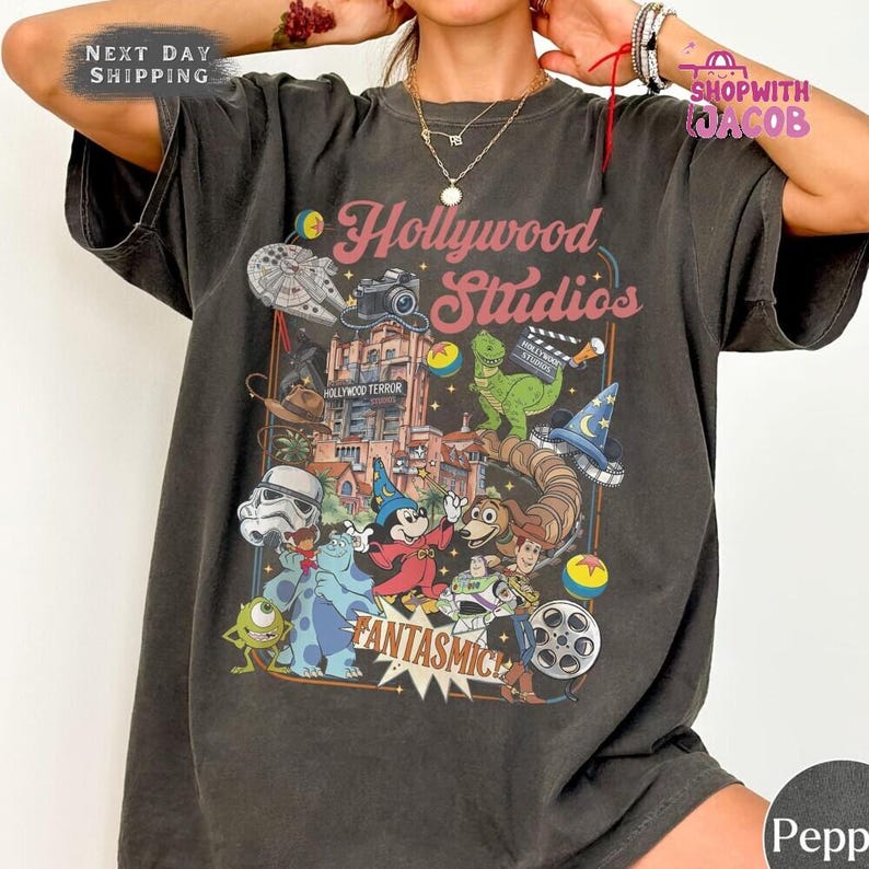 Comfort Colors Disneyland Hollywood Studios Shirt, Retro Mickey & Friends Hollywood Tower tee, Disneyland Toy Story Shirt,Starwars Shirt image 1