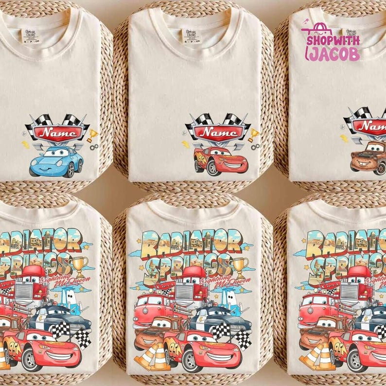 Personalized Disneyland Cars Shirt, Pixar Lightning McQueen Tee, Tow Mater, Doc Hudson, Radiator Springs Shirt, Disneyland Family Trip image 1