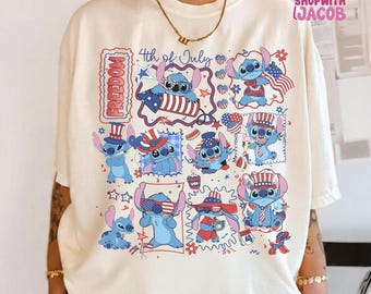 Disneyland Cute Stitch America 4th of July Shirt, Fourth of July Sweatshirt, Disneyland Trip Shirt, 4th of July Tee, Independence Day Tee
