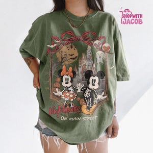 Retro Mickey & Minnie Skeleton Nightmare On Main Street Shirt, Disneyland Halloween 2026 Shirt, Mickey Skeleton Tee, Disneyworld Halloween image 7