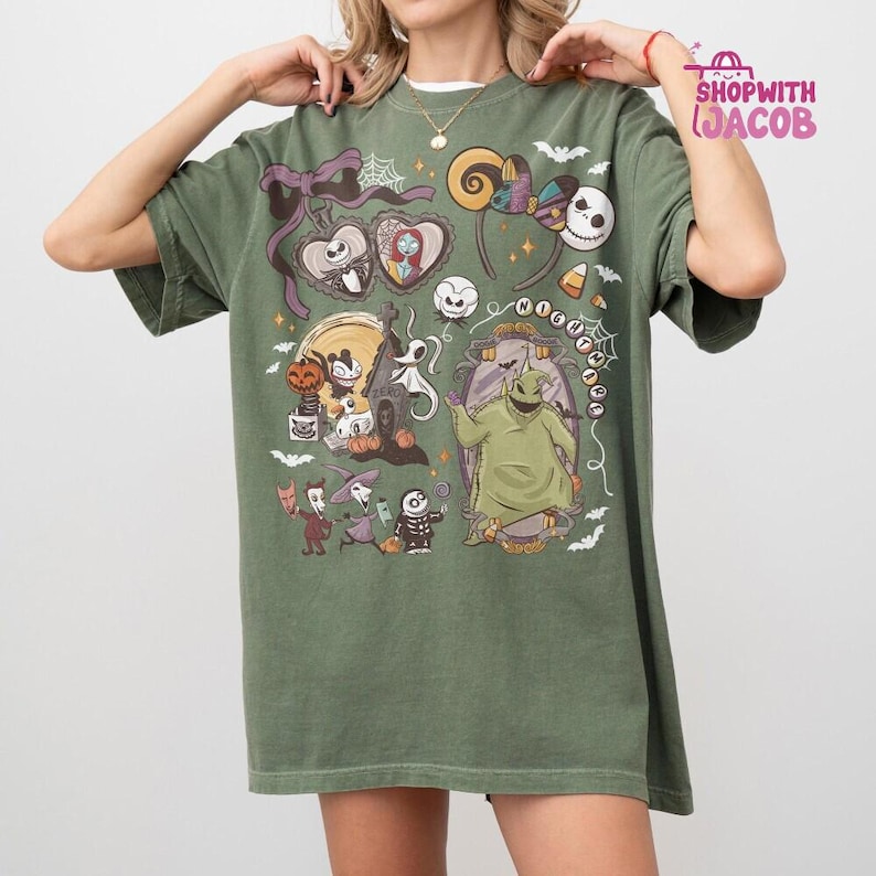 Retro Nightmare Before Christmas Shirt, Coquette Disneyland Halloween Shirt, Oogie Boogie Bash 2026 Tee, Jack Skellington Sally Shirt image 6