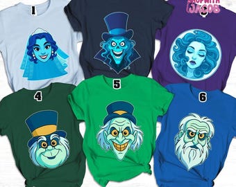 The Haunted Mansion Characters Halloween Comfort Colors Shirt, Hitchhiking Ghosts Hatbox Leota, Disneyland Spooky Season, Halloween Party