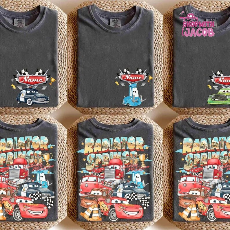 Personalized Disneyland Cars Shirt, Pixar Lightning McQueen Tee, Tow Mater, Doc Hudson, Radiator Springs Shirt, Disneyland Family Trip image 2