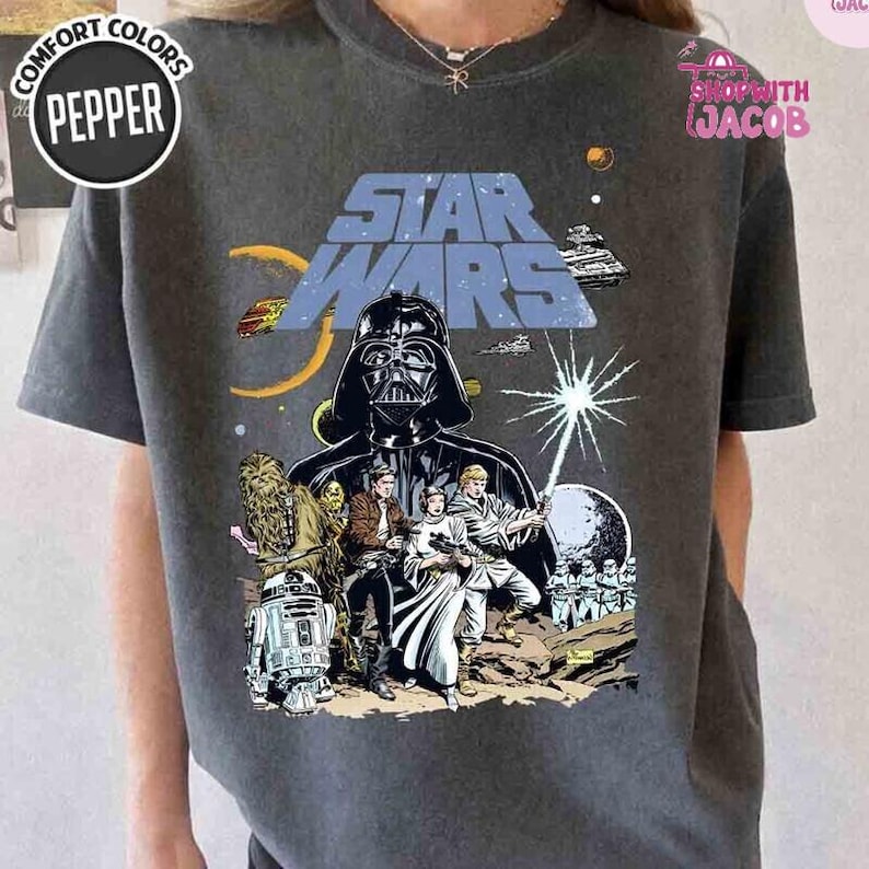 Comfort Colors Disneyland StarWars Shirt, Retro StarWars Comfort Colors Shirts, StarWars A New Hope Faded Shirts, Disneytrip Family Tees immagine 1