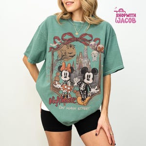 Retro Mickey & Minnie Skeleton Nightmare On Main Street Shirt, Disneyland Halloween 2026 Shirt, Mickey Skeleton Tee, Disneyworld Halloween image 6
