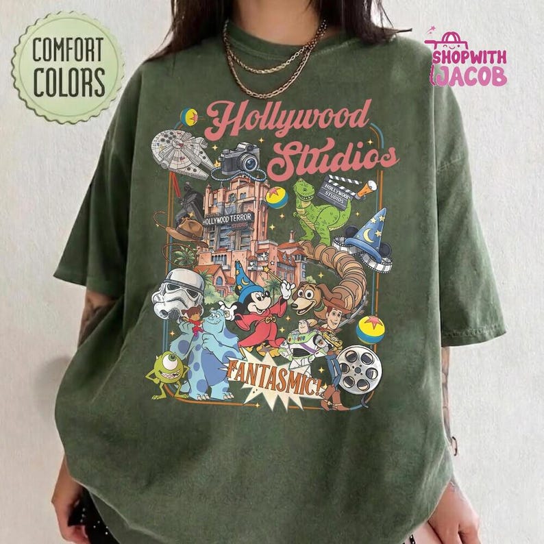 Comfort Colors Disneyland Hollywood Studios Shirt, Retro Mickey & Friends Hollywood Tower tee, Disneyland Toy Story Shirt,Starwars Shirt image 4
