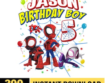 Spiderman-födelsedagspojkar PNG, Spidey och hans vänner födelsedags-png, Spidey-födelsedagsfamiljematchning, personlig Spidey-png, digital nedladdning