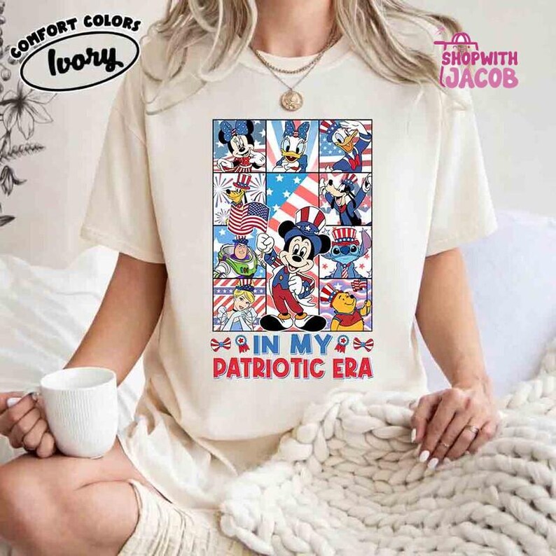 In My Patriotic Era Disneyland T-Shirt, Mickey and Friends 4th of july Group Shirt, Independence Day Tee, Walt Disneyworld T-shirt afbeelding 1
