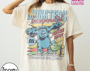Comfort Colors Monsters Incorporated We Scare Because We Care T-Shirt, Disneyland Sulley & Mike Monster Inc Tee, Monsters University Shirt