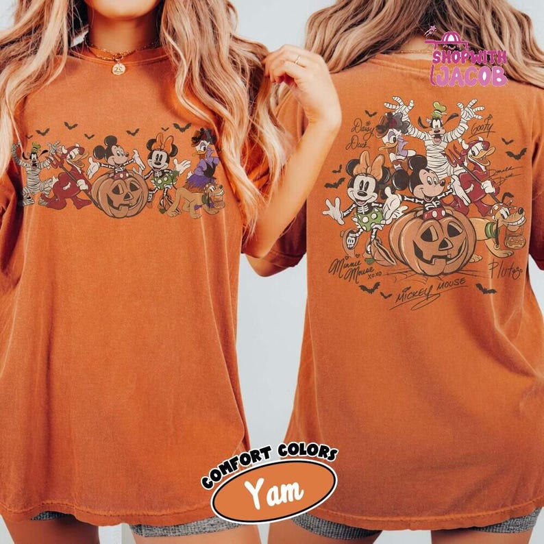 Comfort Colors Mickey and Friends Halloween Shirt, Disneyland Halloween Party Tee, Disneyland Fall Vibes Tee,Disneyland Family Trip Shirt image 3