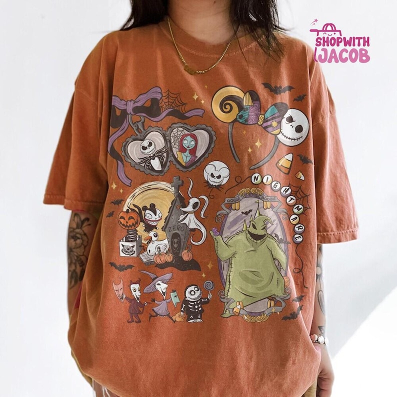 Retro Nightmare Before Christmas Shirt, Coquette Disneyland Halloween Shirt, Oogie Boogie Bash 2026 Tee, Jack Skellington Sally Shirt image 1