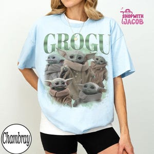 chemise vintage Disneyland StarWars Grogu, t-shirt Disneyland Baby Yoda, t-shirt graphique science-fiction rétro, chemise cadeau Mandalorian, t-shirt fan mignon image 5