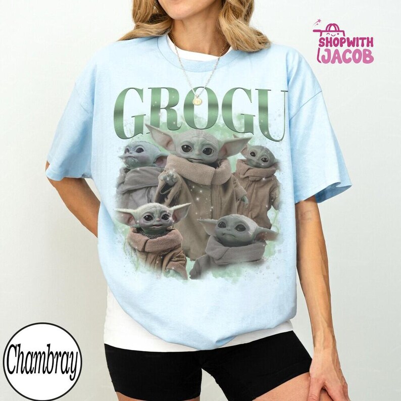 chemise vintage Disneyland StarWars Grogu, t-shirt Disneyland Baby Yoda, t-shirt graphique science-fiction rétro, chemise cadeau Mandalorian, t-shirt fan mignon image 5