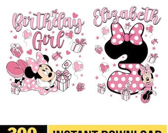 Custom Minnie Mouse Birthday Girl PNG, Disneyland Birthday Party, Minnie Birthday Png, Disneyland Birthday Family Matching, Digital Download