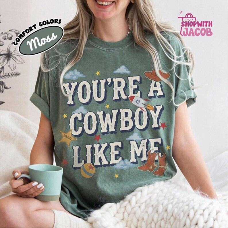 vintage chemise Toy Story 5, chemise Vous êtes un cow-boy comme moi, t-shirt Toy Story 5, t-shirt voyage vacances en famille Disneyland, chemise Disneyland Pixar Fest image 5