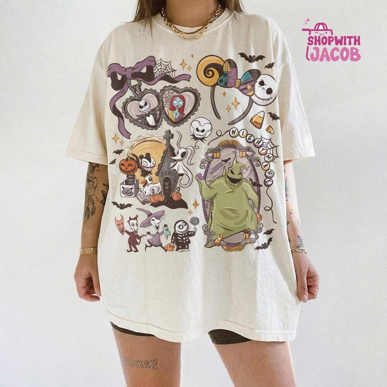 Retro Nightmare Before Christmas Shirt, Coquette Disneyland Halloween Shirt, Oogie Boogie Bash 2026 Tee, Jack Skellington Sally Shirt image 2