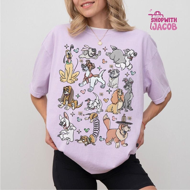 Comfort Colors Disneyland Dogs Shirt, Vintage Disneyland Dog Shirt, Lady and the Tramp Shirt, Cute Dog Gift, Disneyland Family Trip 2026 Tee image 4