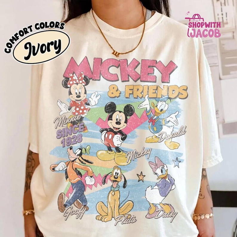 Vintage Mickey and Friends Shirt, Disneyland Characters Tee, Disneyland Magical Shirt, Mickey & Co Gift, Disneyland Family Vacation Trip Tee image 1