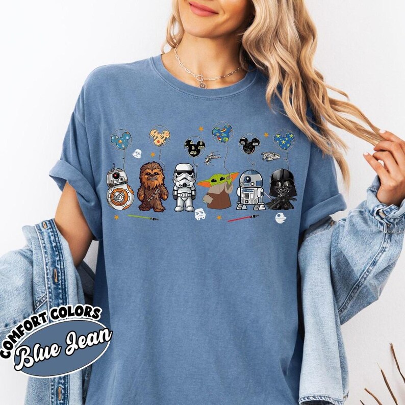 Camiseta de personaje de Star Wars, camiseta de globo de Disneyland de Star Wars, camiseta de regalo de Star Wars, camiseta de Star Wars, Baby Yoda, camiseta de vacaciones de Disneyland de Star Wars imagen 4