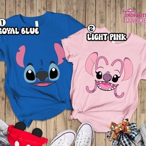 Disneyland Stitch and Angel Halloween Costume Shirt, Stitch Costume Shirt, Family Halloween Costume, Stitch Angel Matching Couple Tee image 2