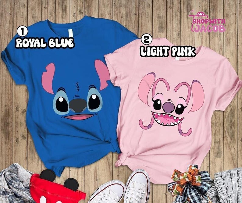 Disneyland Stitch and Angel Halloween Costume Shirt, Stitch Costume Shirt, Family Halloween Costume, Stitch Angel Matching Couple Tee image 2