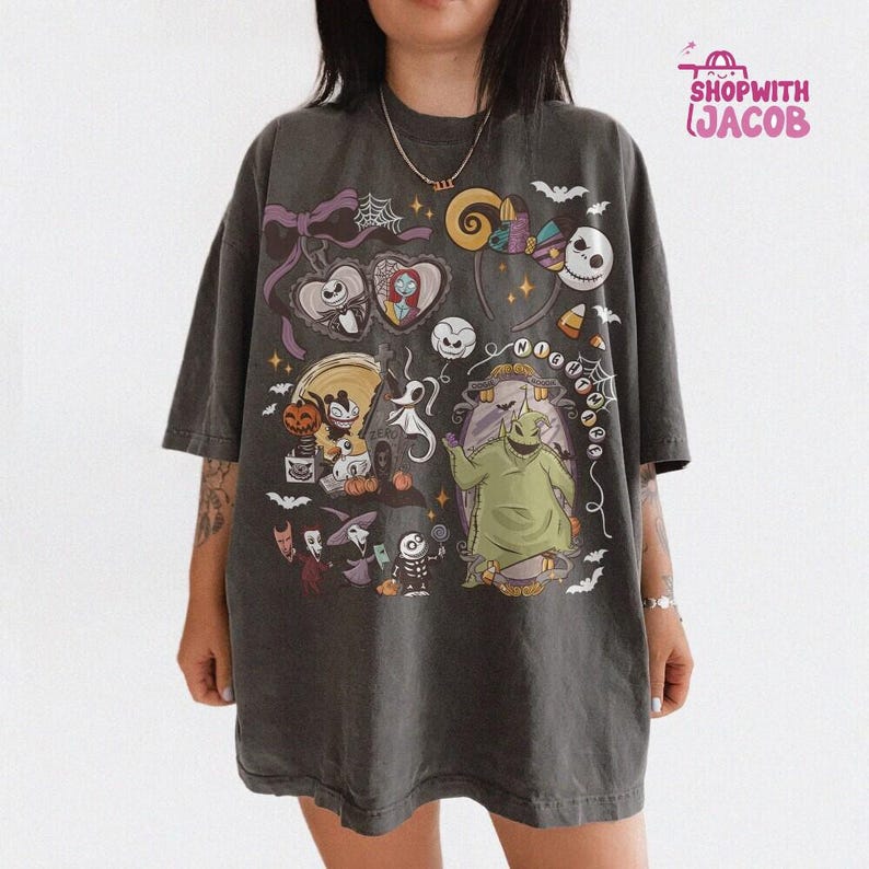 Retro Nightmare Before Christmas Shirt, Coquette Disneyland Halloween Shirt, Oogie Boogie Bash 2026 Tee, Jack Skellington Sally Shirt image 5