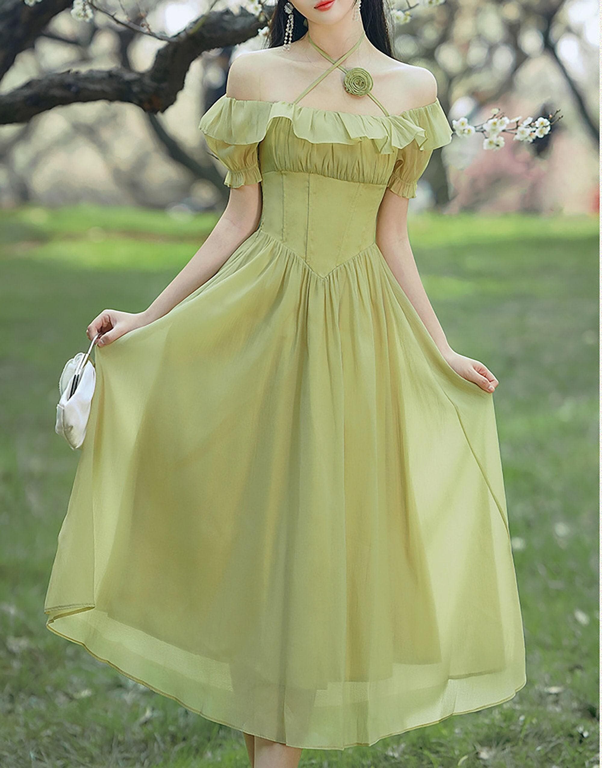Green Milkmaid Dress - Etsy Canada