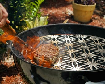 Sacred Geometry Grill Grate - 304 Stainless Steel for Weber Kettle,  Big Green Egg, Kamado Joe, and other Kamados