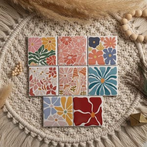 Calamite da frigorifero floreali retrò - Set di 8 decorazioni da cucina boho