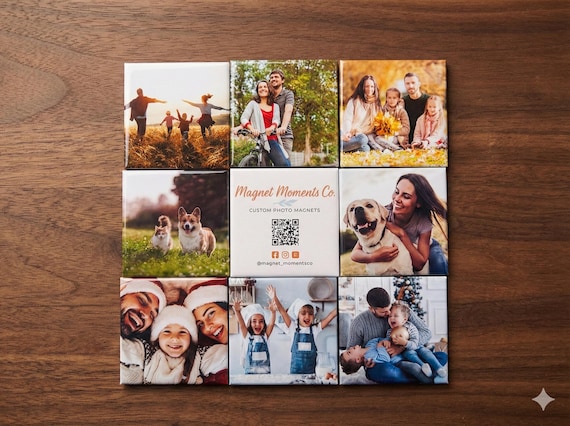 Custom Photo Magnets - Personalized Fridge Pictures - Instagram Mini Prints - Wedding, Baby, & Dog Mom Gift - Set of 2x2 Square Magnets