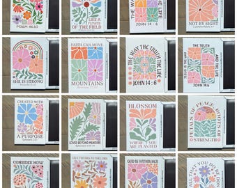 Boho Floral Bible Verse Magnets | Retro Christian Scripture Decor Set