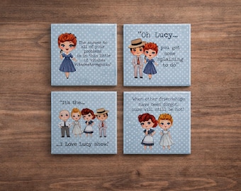 Zestaw magnesów „Kocham Lucy” – dekoracja telewizora w stylu retro w stylu chibi