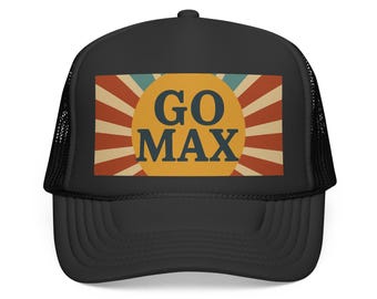 Gorra de camionero retro con diseño de rayos de sol Go Max / Gorra de camionero estilo campaña vintage
